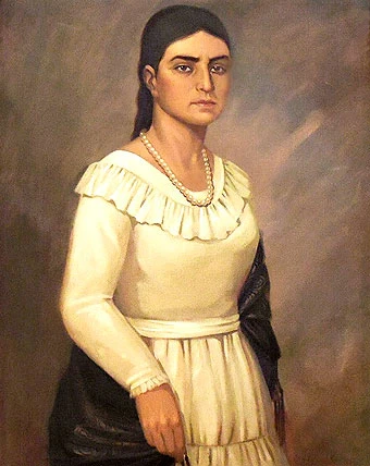 Retrato al óleo de María Parado de Bellido, heroína de la independencia del Perú que da nombre al distrito de Pomabamba, Ayacucho